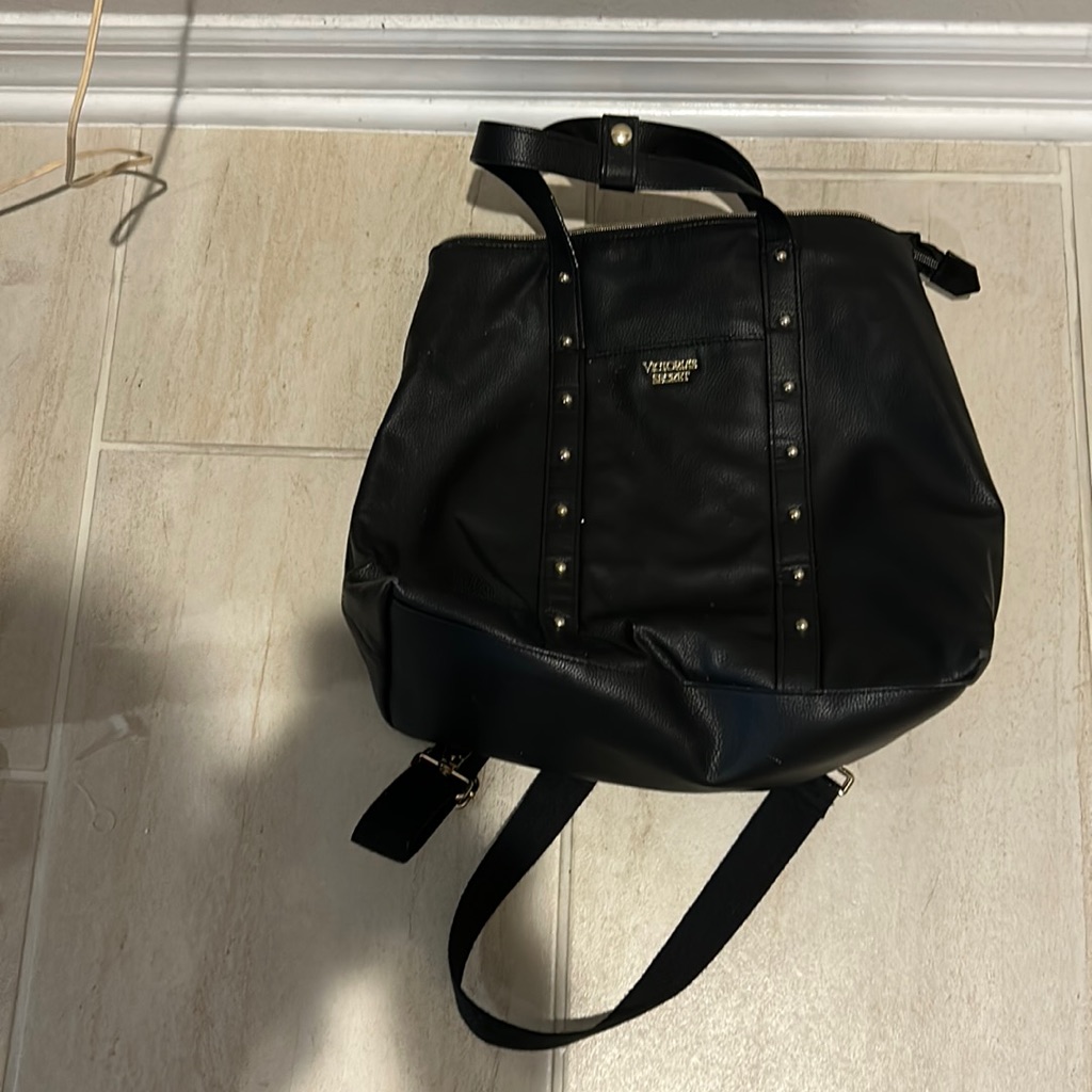 Victoria Secret Black Knapsack Can Be Used As A Knapsack Or As A Carry Bag